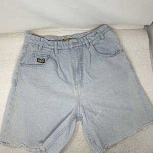 HUF Cromer Light Blue Relaxed Fit Baggy Frayed Hem Cotton Denim Shorts Size 32